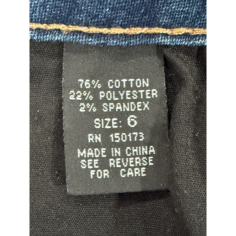 THORN Women's Mid Rise Embroidered Pocket Jeans Size 6 Blue Denim Stretch W389 - Picture 4 of 9